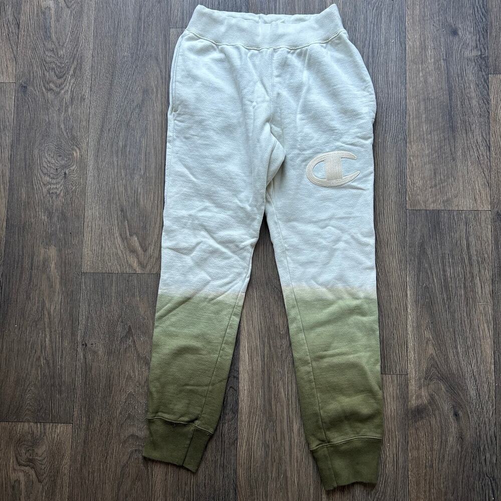 🥶 Champion White and Olive Green Ombre Sweatpants Size Small